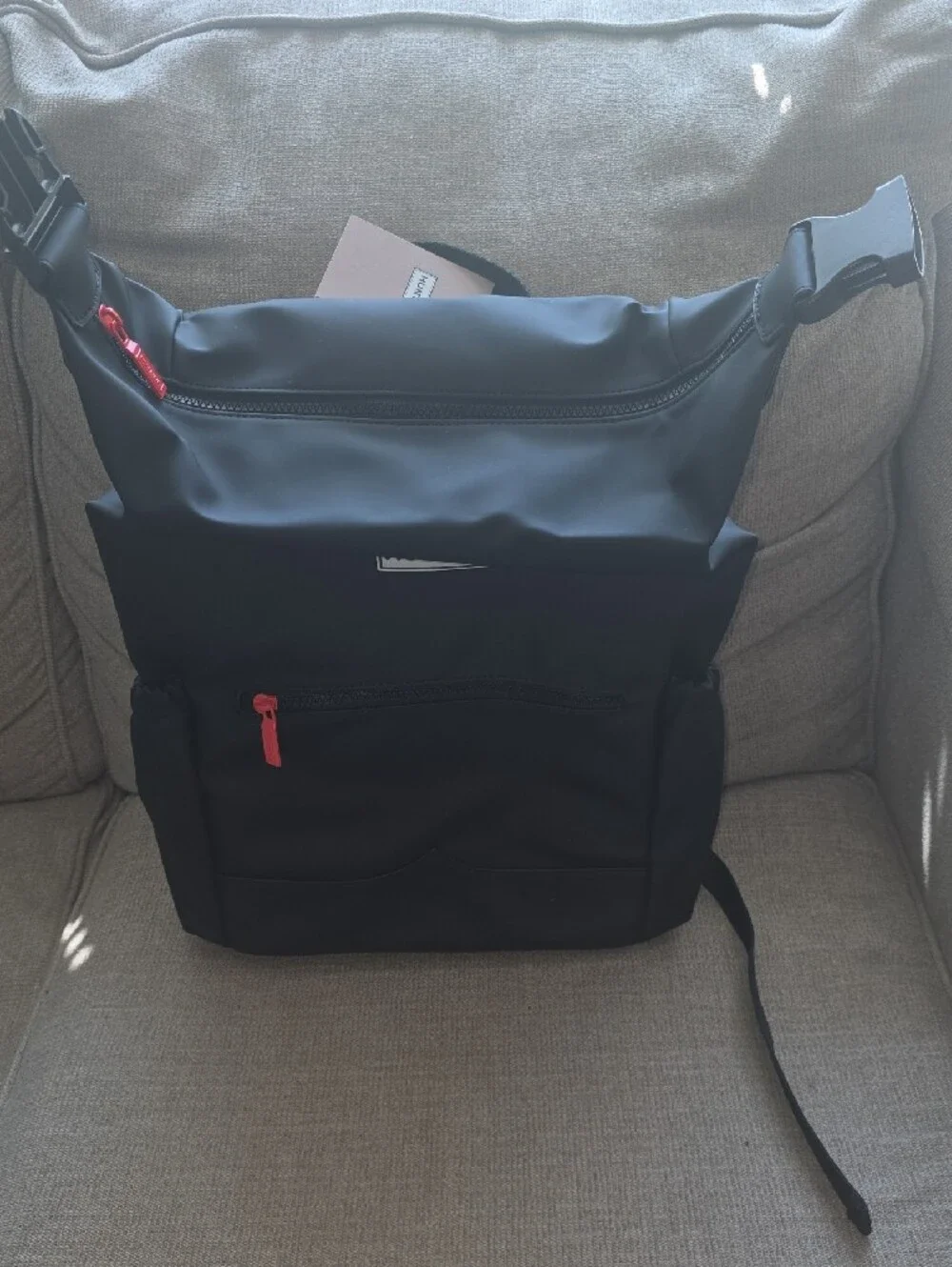 Hunter Black Backpack with Red Zipper Accent